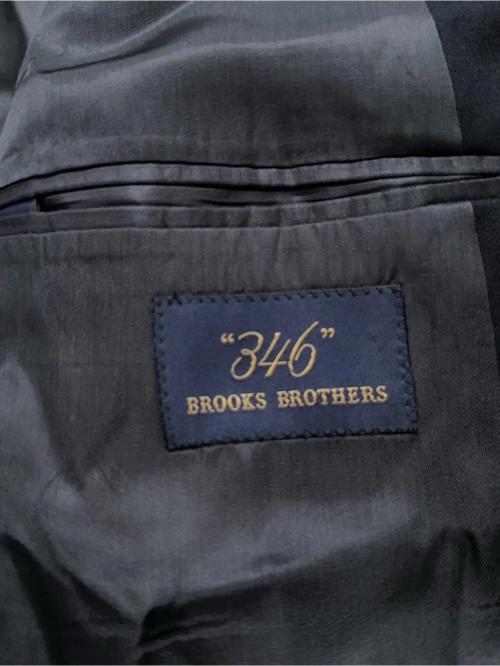 Brooks Brothers 346 Blazer Jacket 48R Wool Gold Button Constructured Black